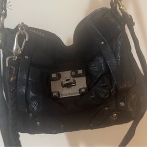 Juicy Couture Black Leather “Lock It” Satchel-Braided Handle/Crossbody Strap 🖤✨